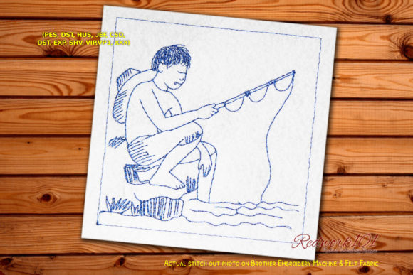 Boy Fishing at Sunset on the Lake