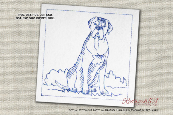 Cane Corso Dog Sitting Redwork Review