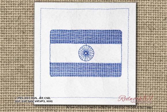 National Flag of India Redwork