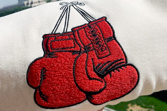 Red Boxing Gloves Embroidery Design