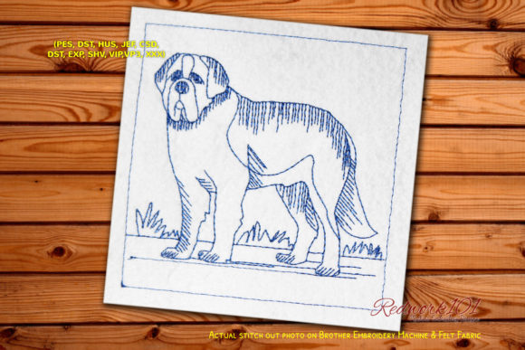 St. Bernard Dog Lineart Review for Holiday Embroidery