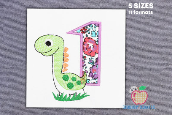 The Dinosaur in Green Color Applique: Design Review