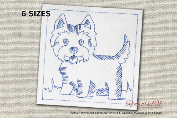West Highland White Terrier Dog Redwork